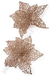 Новогодние украшения с блестками "Пуансеттия" 17 см (6 шт) SF-8029, бронза Новогодние украшения с блестками "Пуансеттия" 17 см (6 шт) SF-8029, бронза