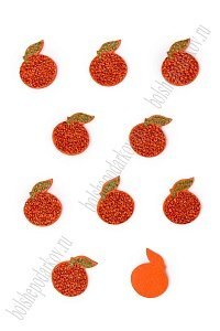 Патчи из фетра со стразами &quot;Апельсин&quot; 2,1*2,5 см (15 шт) SF-7699