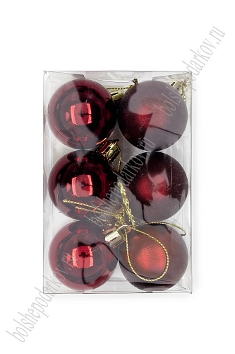 Набор новогодних шаров 4 см (6 шт) SF-7334, бордовый №8