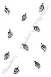 Подвеска металл 0,8*1,5 см &quot;Листик&quot; (30 шт) SF-7745, серебро