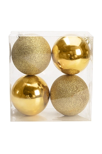 Набор новогодних шаров 10 см (4 шт) SF-8010, золото