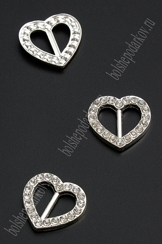 Пряжка со стразами (5 шт) 19 мм &amp;quot;Сердце&amp;quot; SF-2046