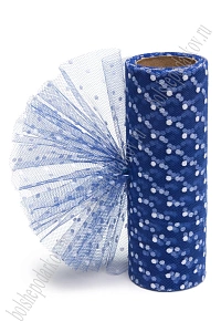 Фатин в горошек 15 см*10 ярд (SF-2941) синий №24