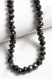 Бусины стеклянные, перламутровые, на леске "Rondelle" 8 мм (SF-670) черный №203 Бусины стеклянные, перламутровые, на леске "Rondelle" 8 мм (SF-670) черный №203