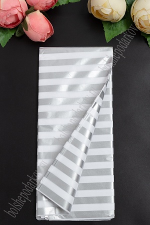 Бумага тишью в полоску 50*66 см (10 листов) SF-2861, белый/серебряный