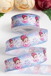 Лента репсовая 2,5 см с рисунком &quot;Балерина&quot; SF-5894