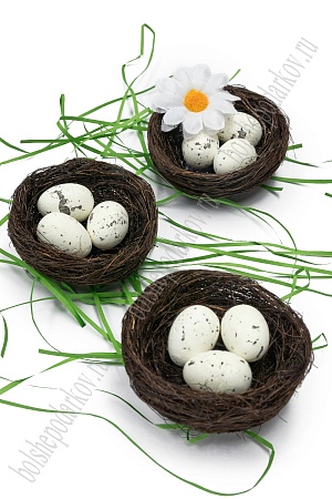 Пасхальный декор 6 см &quot;Яйца в гнезде&quot; (3 шт) SF-5017, №1