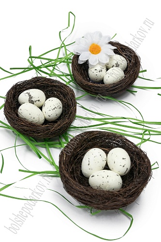 Пасхальный декор 6 см &amp;quot;Яйца в гнезде&amp;quot; (3 шт) SF-5017, №1