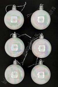 Набор новогодних шаров 5 см (6 шт) SF-1691, белый