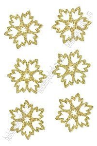 Лазерная вырубка из фетра с блесткой &quot;Снежинка №8&quot; 4,7 см (10 шт) золото