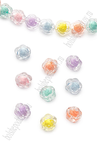 Бусины декоративные 12 мм &amp;quot;Цветочки&amp;quot; (500 гр) SF-7386, ассорти №1