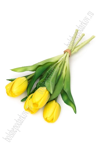 Веточка декоративная &amp;quot;Тюльпан&amp;quot; 32 см (5 шт) SF-8136, желтый