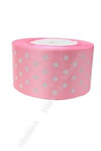 Лента атласная в горошек 5 см*25 ярд (SF-1784) розовый 02