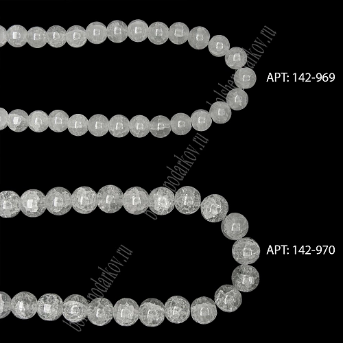 Бусины круглые на леске 8 мм (SF-8081) кварц имитация молочный