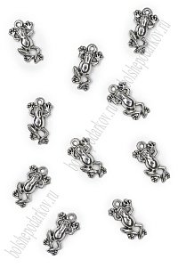 Подвеска металл 1,3*2,2 см &quot;Лягушка&quot; (10 шт) SF-7745, серебро