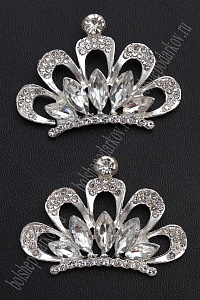 Серединка ювелирная "Корона" (2 шт) SF-7046, серебро №09