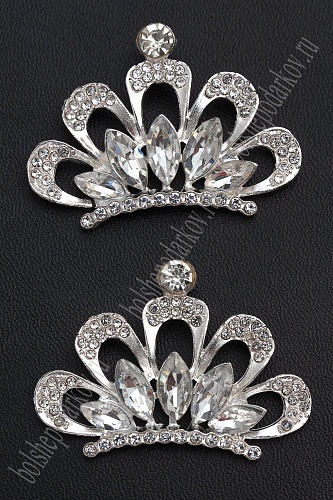 Серединка ювелирная &amp;quot;Корона&amp;quot; (2 шт) SF-7046, серебро №09