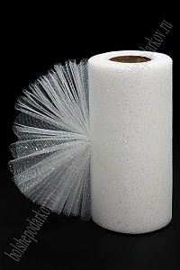 Фатин с блестками  15 см*25 ярд (SF-604) молочный №16