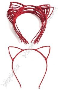 Ободки &quot;Ушки&quot; 5 мм ткань (10 шт) SF-1126, красный