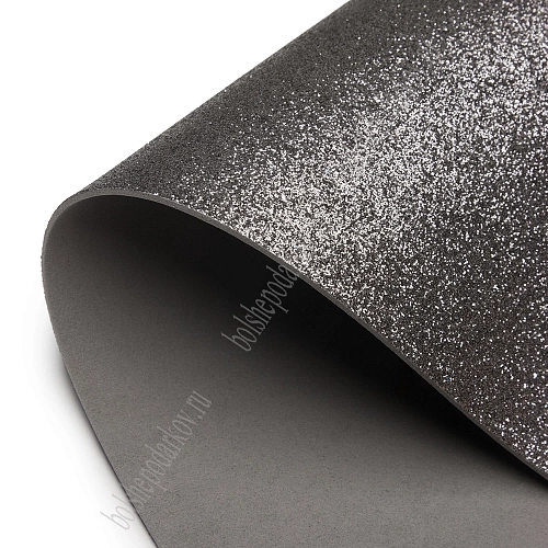 Фоамиран глиттерный 2 мм, 40*60 см Premium (10 листов) SF-3010, черное серебро №2023