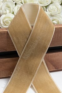 Лента бархатная 3,8 см*10 ярд (SF-5814) светло-коричневый №102