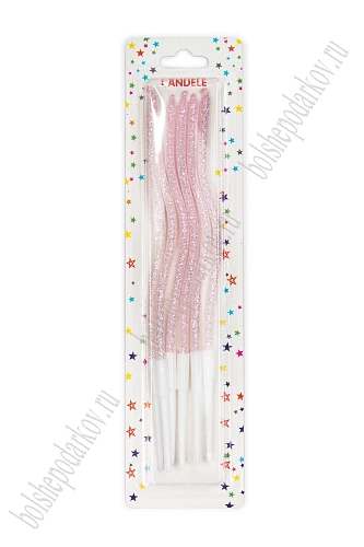 Свечи праздничные &amp;quot;Спираль&amp;quot; (6 шт) SF-7830, розовый