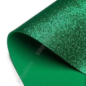 Фоамиран глиттерный 2 мм, 40*60 см Premium (10 листов) SF-3010, зеленый №017А