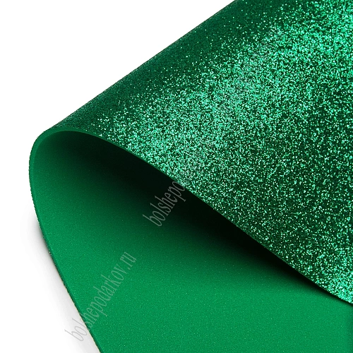 Фоамиран глиттерный 2 мм, 40*60 см Premium (10 листов) SF-3010, зеленый №017А