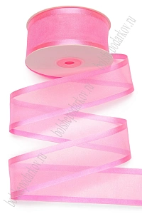 Лента органза с атласными краями 4 см*25 ярд (SF-5923) розовый №05