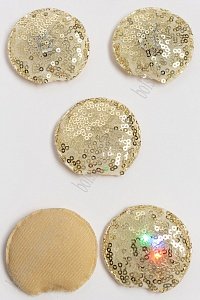 Патч с пайетками &quot;Ушки круглые&quot; 5,5*5 см (5 шт) SF-3165, золотой УЦЕНКА