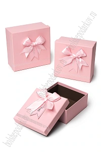 Коробки квадратные с бантом 3 в 1, 19*19*9,5 см, (SF-8227), розовый №2