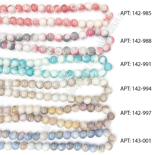 Бусины круглые на леске 10 мм (SF-8085) агат имитация микс №5