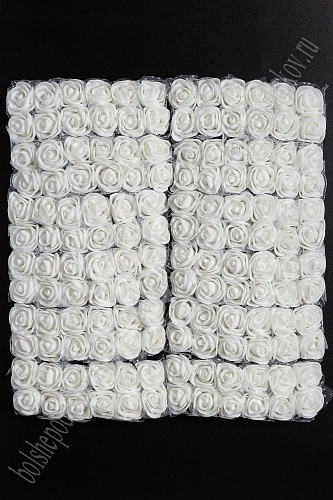 Головки цветков &amp;quot;Розочка&amp;quot; на веточке с сеточкой, 144 шт (SF-043), белый №1