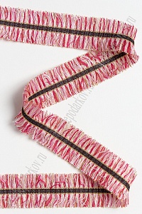 Тесьма отделочная 3 см*5 ярд "Бахрома с люрексом" (SF-2461) красный/белый