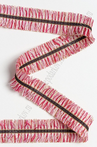 Тесьма отделочная 3 см*5 ярд &amp;quot;Бахрома с люрексом&amp;quot; (SF-2461) красный/белый