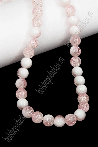 Бусины круглые на леске 8 мм (SF-8078) сахарный кварц имитация светло-розовый