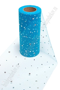 Фатин с пайетками &quot;Горох&quot; 15 см*25 ярд (SF-2939) бирюзовый №1