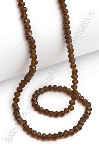 Бусины стеклянные, прозрачные,  на леске "Rondelle" 4 мм (SF-658) коричневый №117