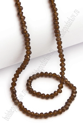 Бусины стеклянные, прозрачные,  на леске &amp;quot;Rondelle&amp;quot; 4 мм (SF-658) коричневый №117