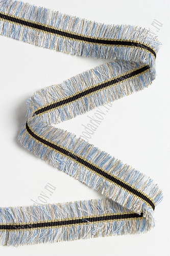 Тесьма отделочная 3 см*5 ярд &amp;quot;Бахрома с люрексом&amp;quot; (SF-2461) голубой