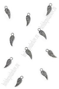 Подвеска металл 0,7*1,7 см &quot;Крылышко&quot; (30 шт) SF-7745, серебро