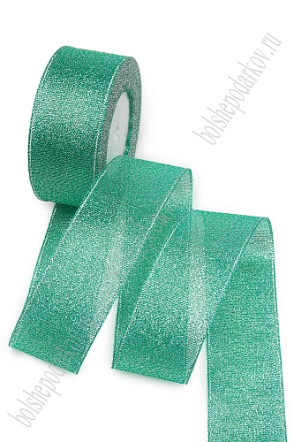 Лента парча 4 см*25 ярд (SF-1795) изумрудный/серебро №54