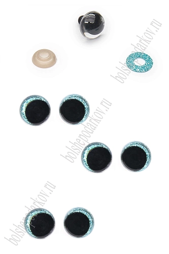 Фурнитура &amp;quot;Глазки для игрушек&amp;quot; 16 мм, с заглушками (20 шт) SF-7617, голубой