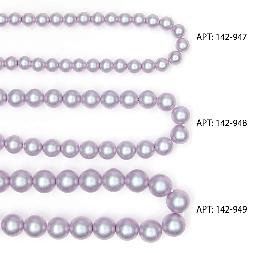 Бусины круглые на леске 8 мм (SF-8075) жемчуг фиолетовый