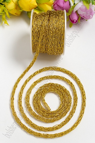 Шнур декоративный в бобине 6 мм*10 ярд (SF-3318) золотой