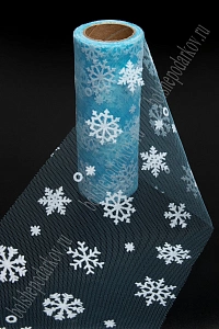 Фатин &quot;Снежинки&quot; 15 см*10 ярд (SF-7523) голубой