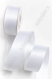 Лента атласная двусторонняя 3,8 см*25 ярд (SF-7277) белый №0005