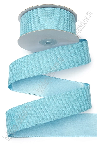 Лента вельвет/атлас 3,8 см*10 ярд (SF-7314) голубой