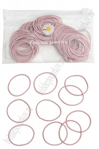 Резинки для волос 4 см в косметичке (100 шт) SF-7052, нежно-розовый