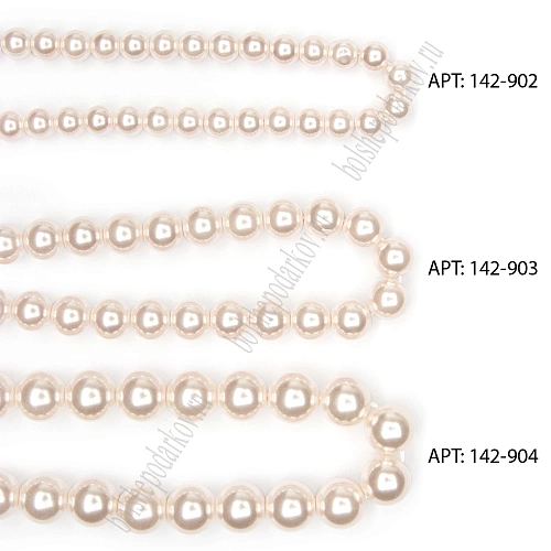 Бусины круглые на нитке 6 мм (SF-8068) жемчуг персиковый